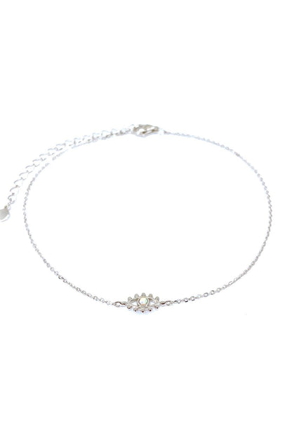 Top Göz Beyaz Opal Gümüş Halhal