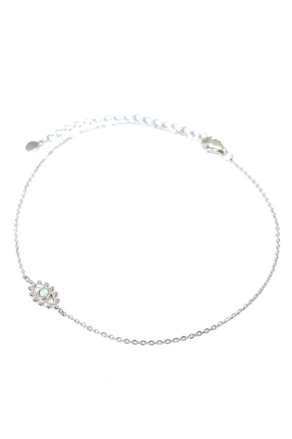 Top Göz Beyaz Opal Gümüş Halhal