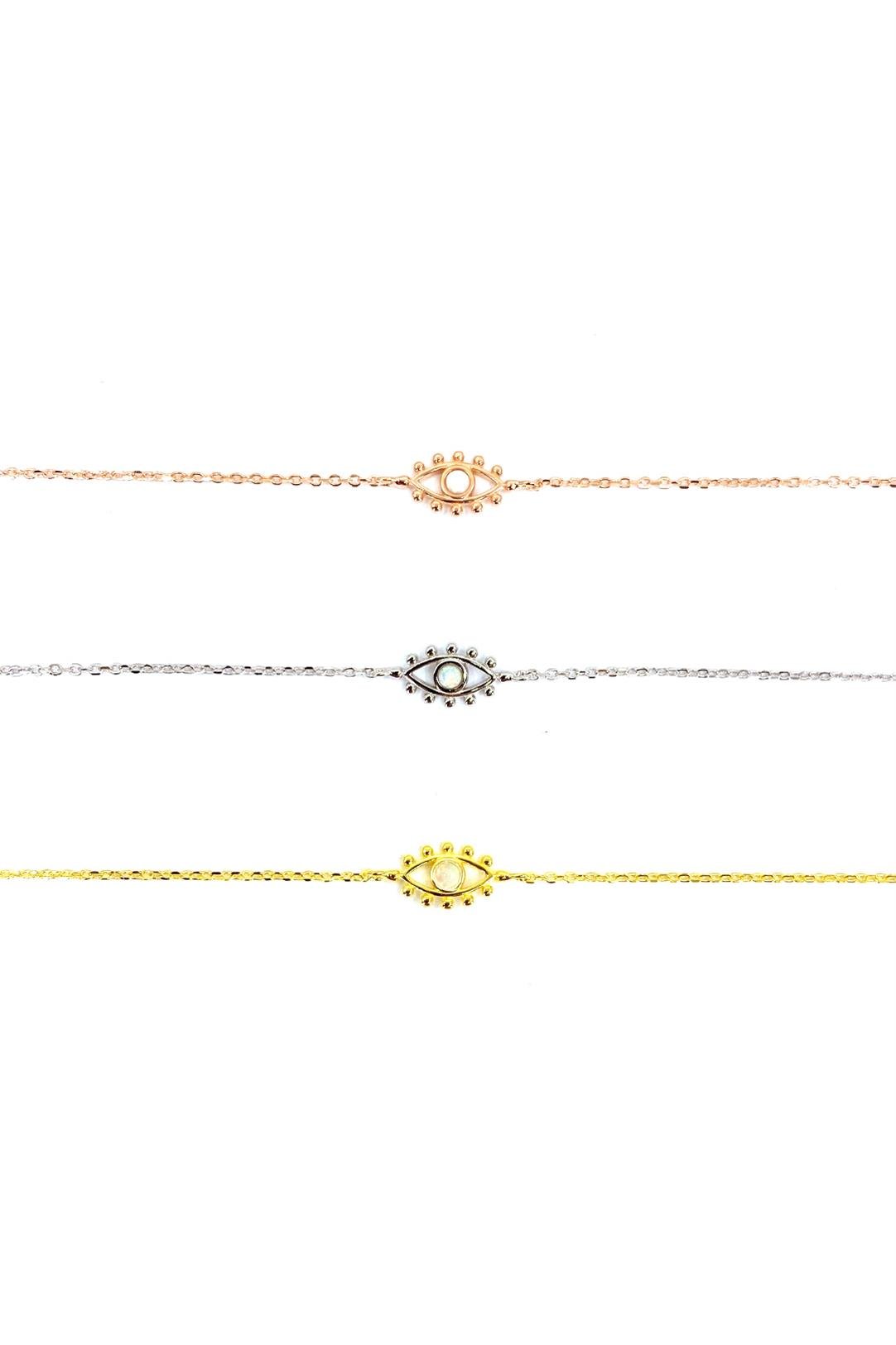 Top Göz Beyaz Opal Gümüş Halhal