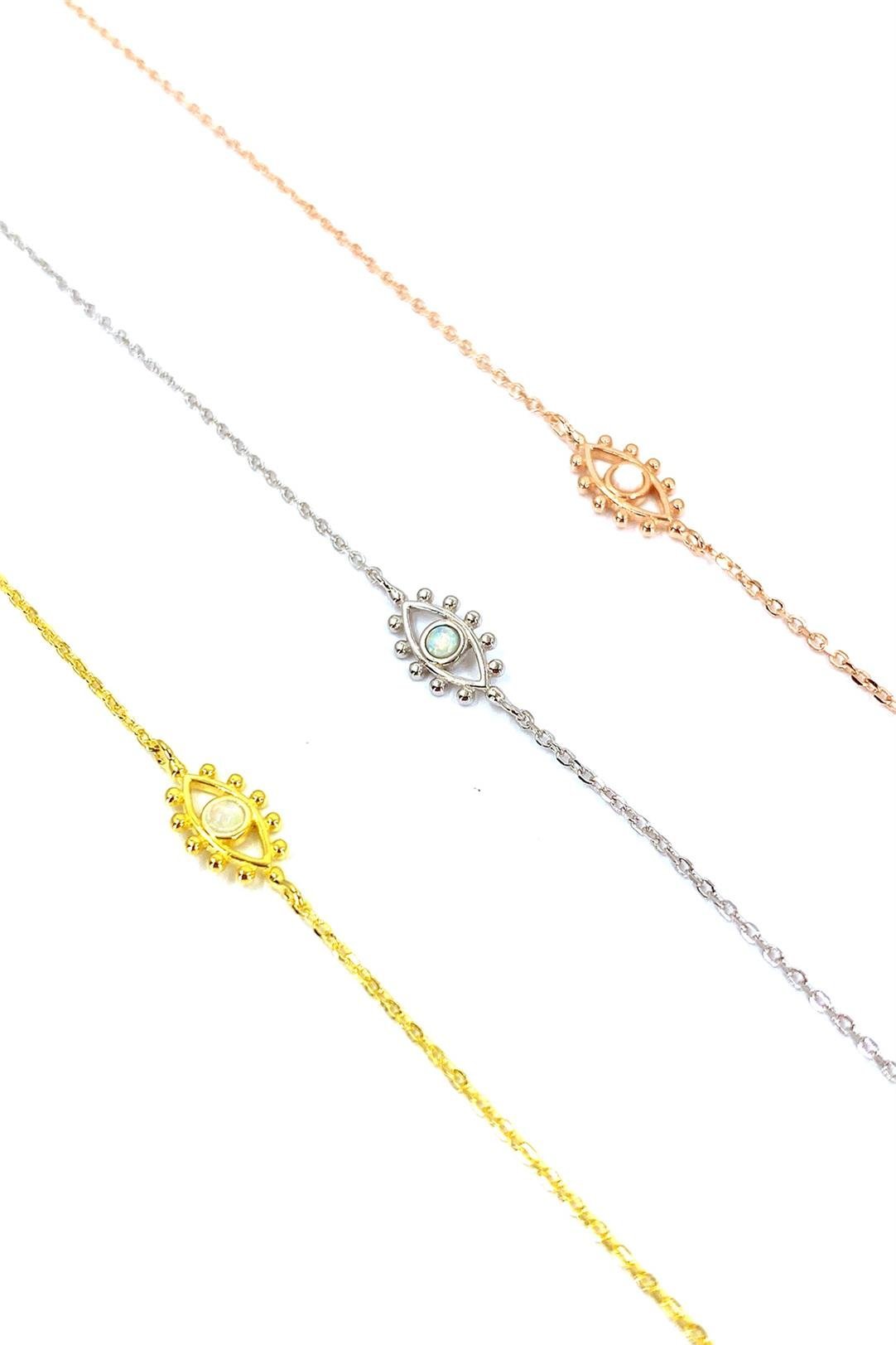 Top Göz Beyaz Opal Gümüş Halhal