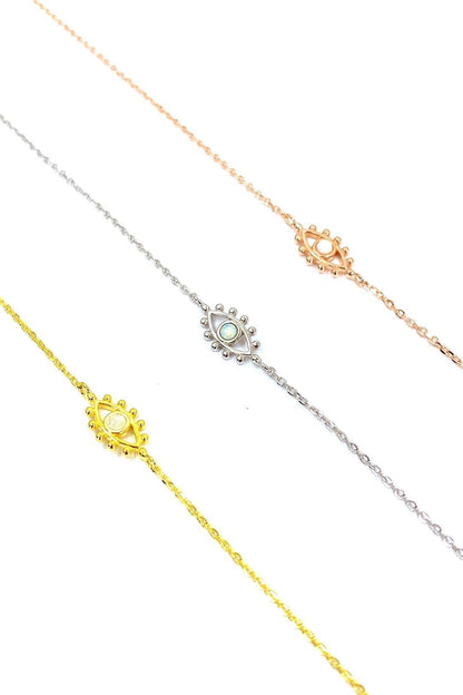 Top Göz Beyaz Opal Gümüş Halhal