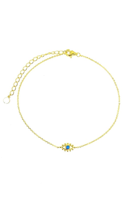 Top Göz Mavi Opal Gümüş Halhal