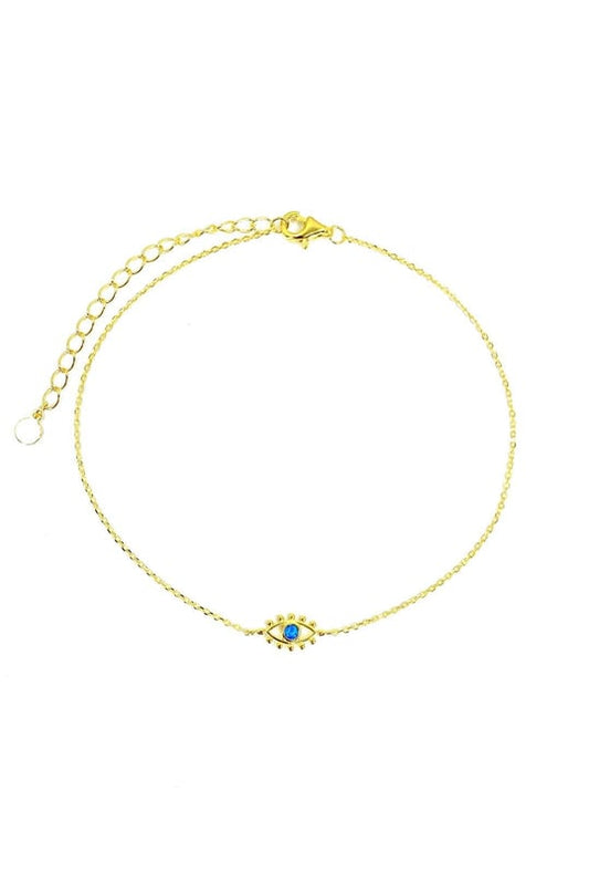 Top Göz Mavi Opal Gümüş Halhal