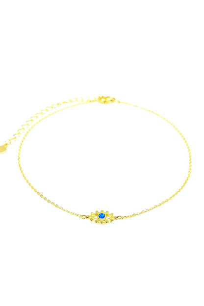 Top Göz Mavi Opal Gümüş Halhal