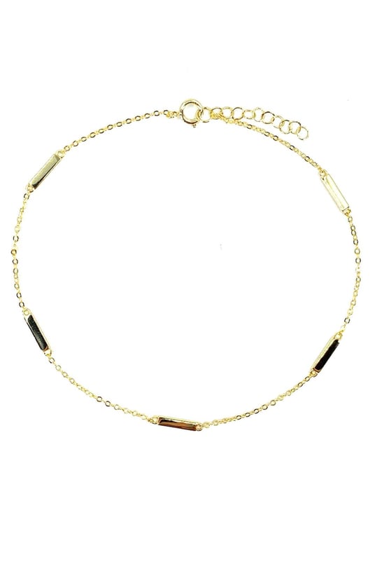 Beş Kısa Çubuk Detay Gümüş Zincir Halhal