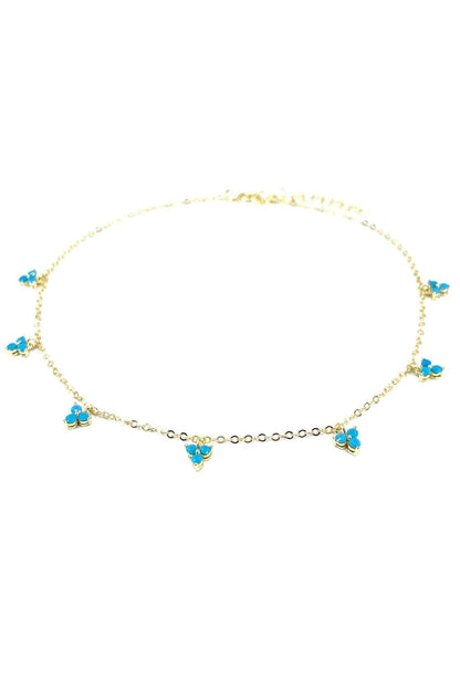 Üç Turkuaz Üçgen Sallantılı Gümüş Halhal