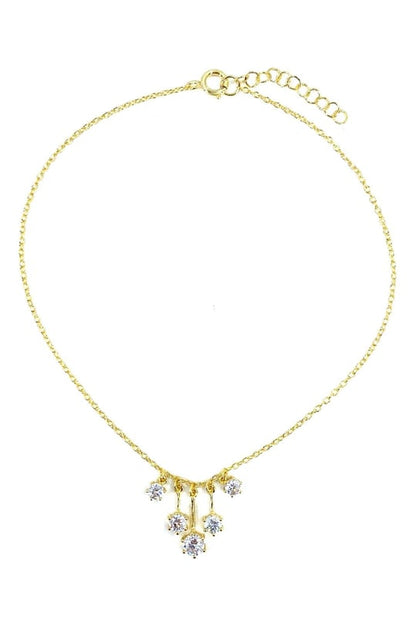 Mix Beş Taş Ve Çubuk Sallantılı Gümüş Halhal