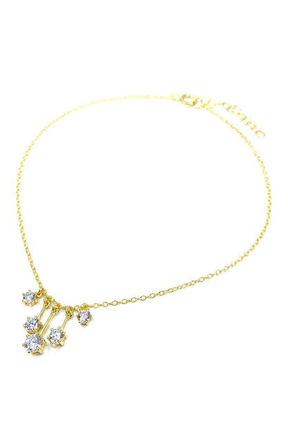 Mix Beş Taş Ve Çubuk Sallantılı Gümüş Halhal