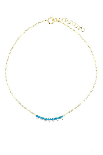 Turkuaz Ve Beyaz Yay Gümüş Halhal