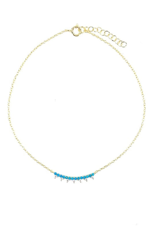 Turkuaz Ve Beyaz Yay Gümüş Halhal