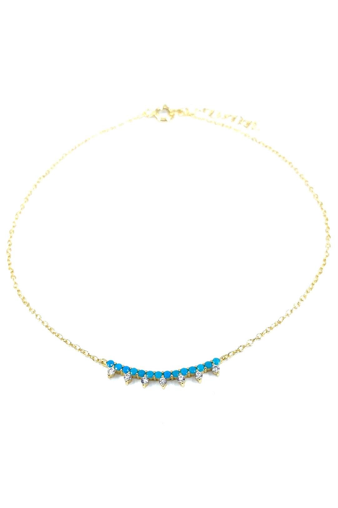 Turkuaz Ve Beyaz Yay Gümüş Halhal