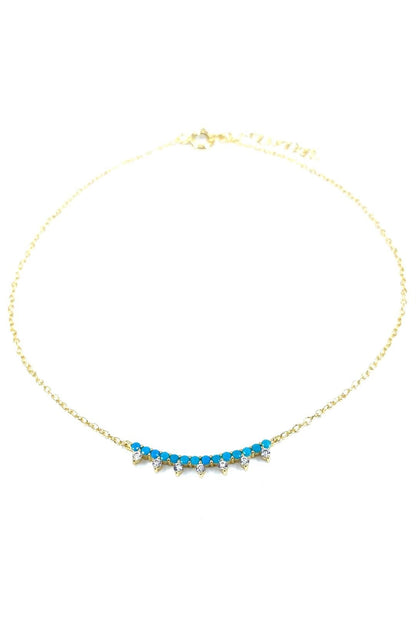 Turkuaz Ve Beyaz Yay Gümüş Halhal