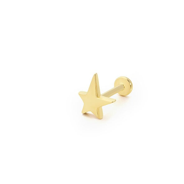 Taşsız Uzun Yıldız 14 Ayar Altın Piercing