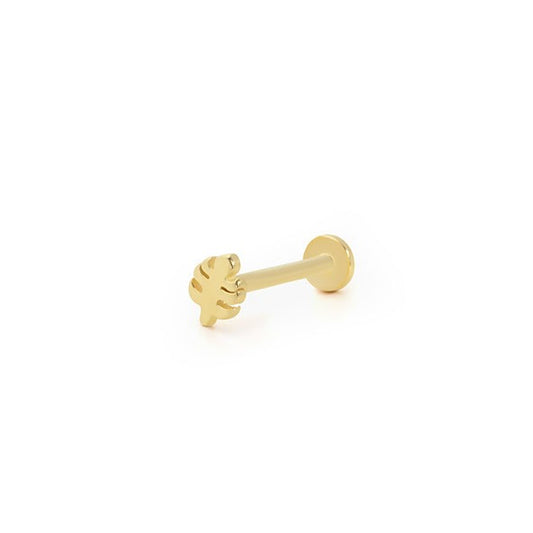 Taşsız Mini Yaprak 14 Ayar Altın Piercing