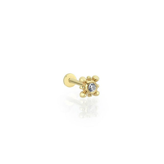 Tek Top Dümen 14 Ayar Altın Piercing