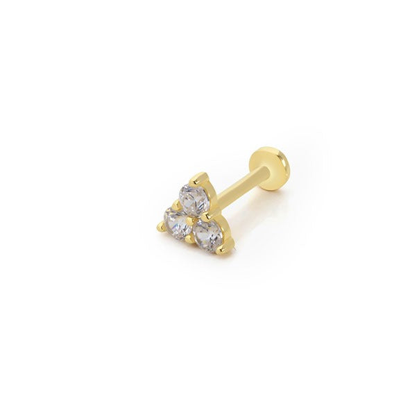 Mini Üç Tektaş Üçgen 14 Ayar Altın Piercing