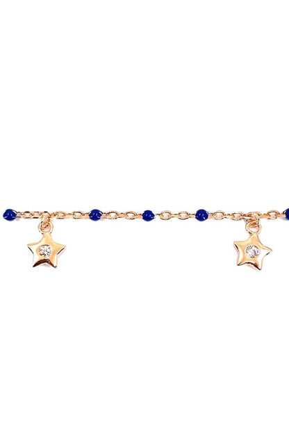 Lacivert Mineli Çok Yıldız Gümüş Halhal