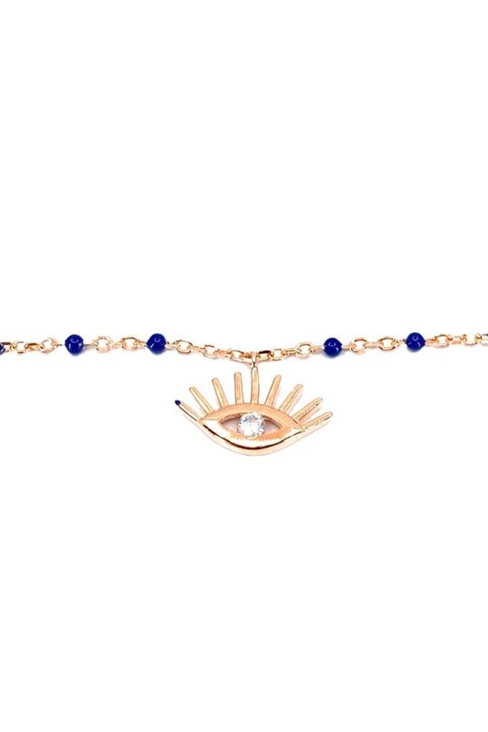 Lacivert Mineli Halhal Taşsız Göz