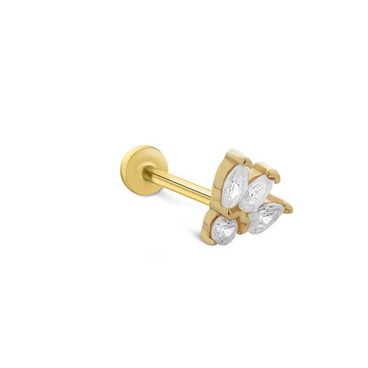 Tektaş Detay Mini Lotus 14 Ayar Altın Piercing