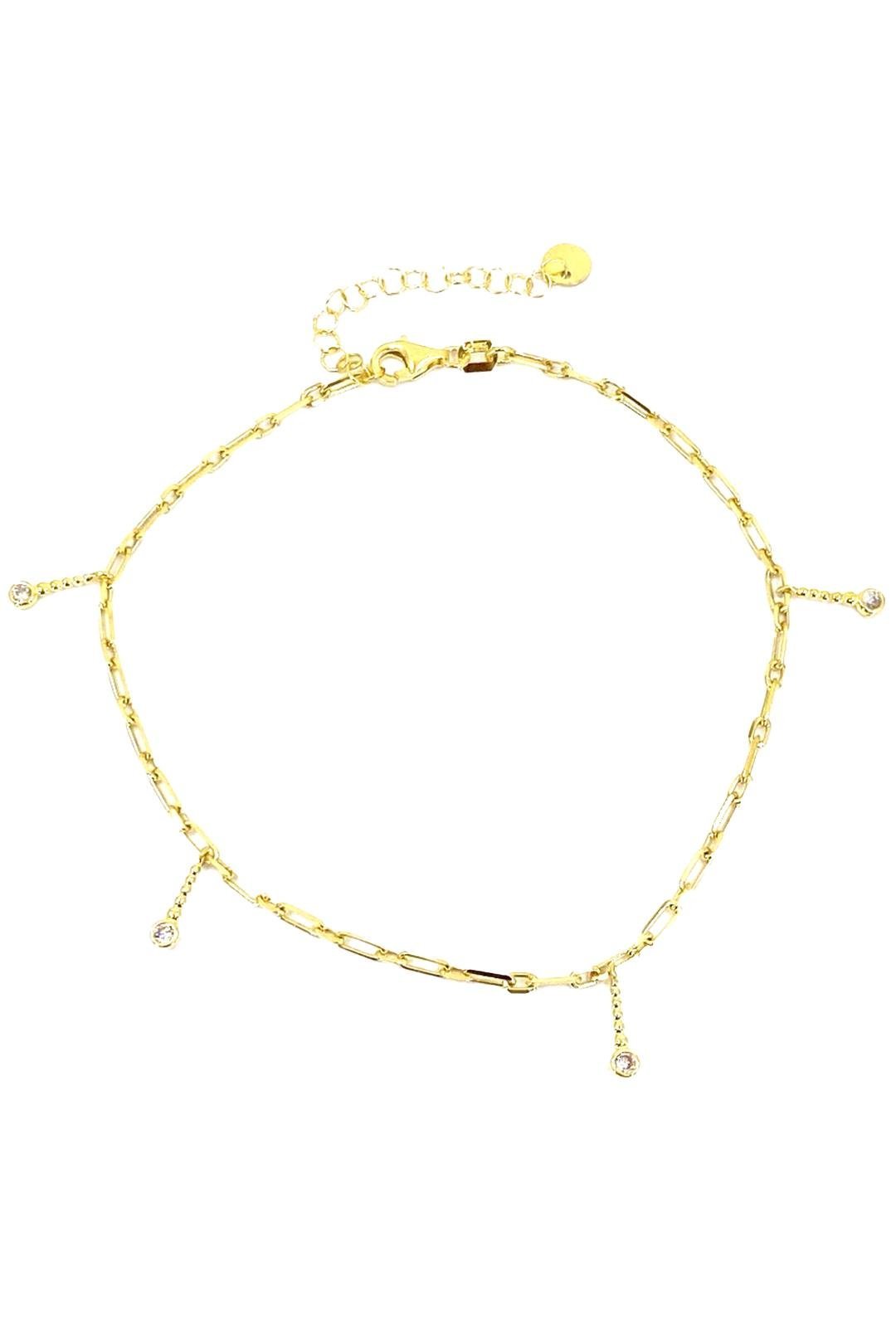 Dört Çubuk Ve Tohum Sallantılı Geo Zincir Gümüş Halhal