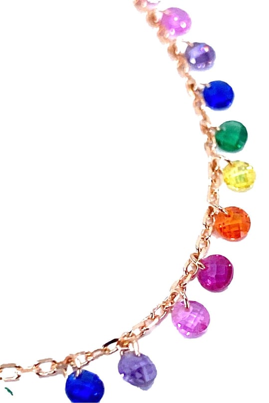 Mix Rainbow Sallantılı Tohum Gümüş Halhal