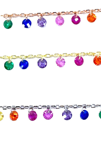 Mix Rainbow Sallantılı Tohum Gümüş Halhal