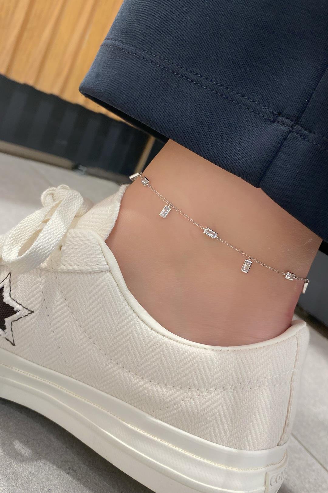 Yatay Ve Dikey Baget Gümüş Halhal