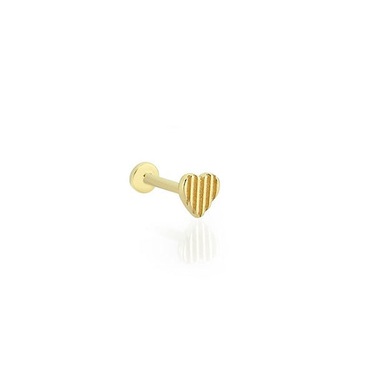 Taşsız Tırtıklı Kalp 14 Ayar Altın Piercing