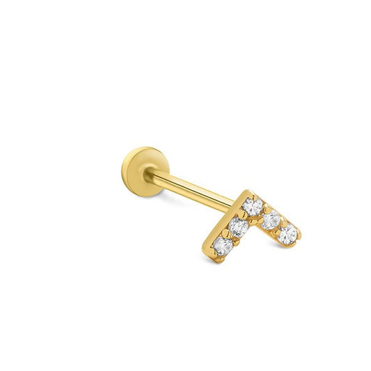 Mini Taşlı V 14 Ayar Altın Piercing
