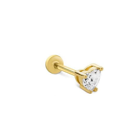 Mini Tek Kalp 14 Ayar Altın Piercing
