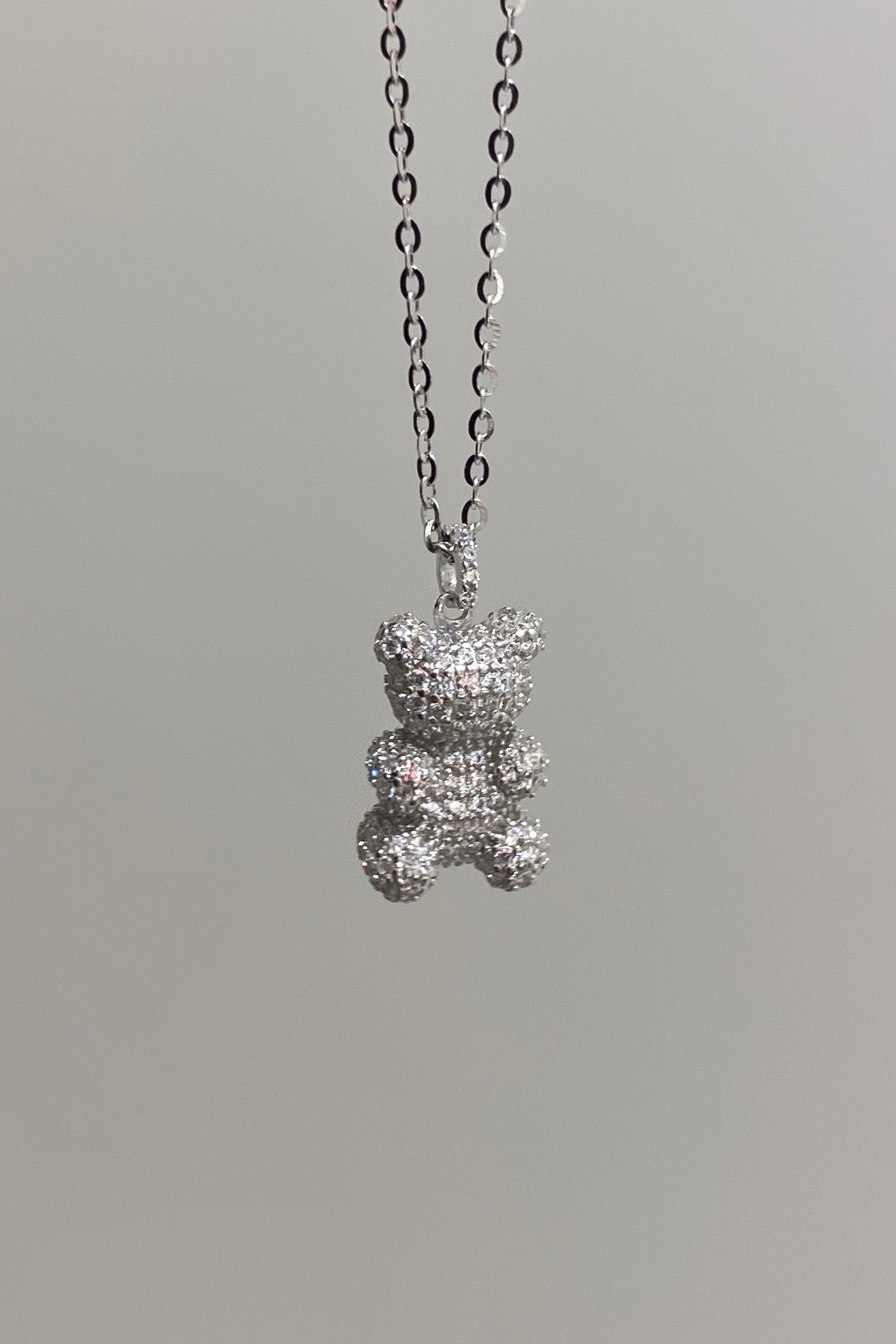 Taşlı Mini Bear Gümüş Kolye