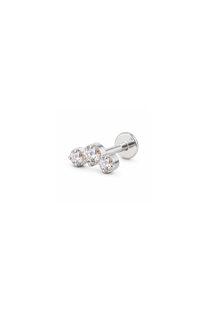 Mix Mini Üç Yuvarlak Taş Yay Titanyum Piercing