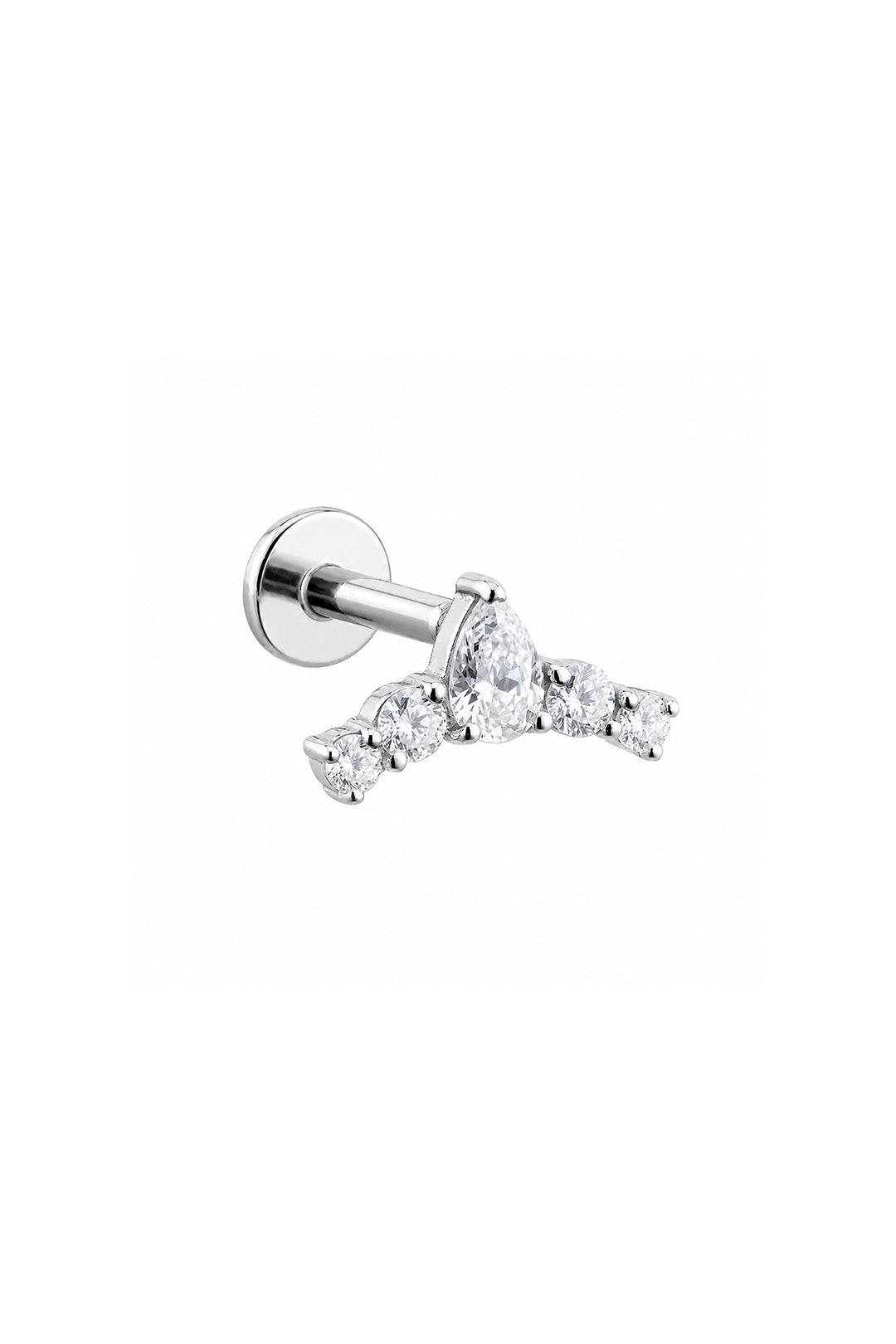 Damla Ve Dört Yuvarlak Taş Yay Titanyum Piercing