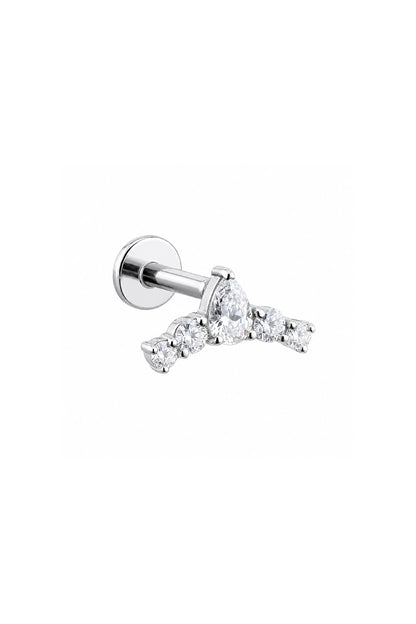 Damla Ve Dört Yuvarlak Taş Yay Titanyum Piercing