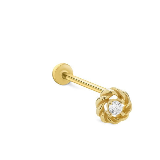 Salyangoz Tektaş 14 Ayar Altın Piercing