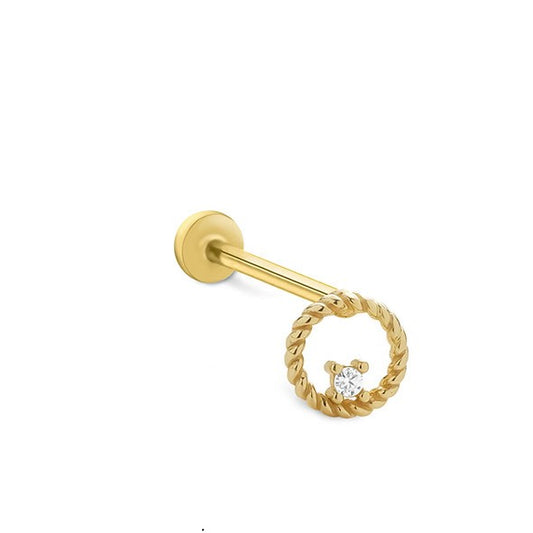Tektaş Burgu Çerçeve Çember 14 Ayar Altın Piercing
