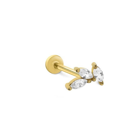 Mini Üç Markiz Taç 14 Ayar Altın Piercing