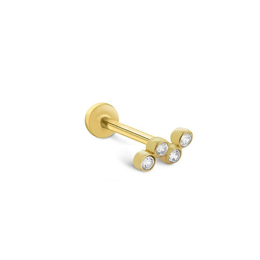 Mini Dört Tohum Zig Zag 14 Ayar Altın Piercing