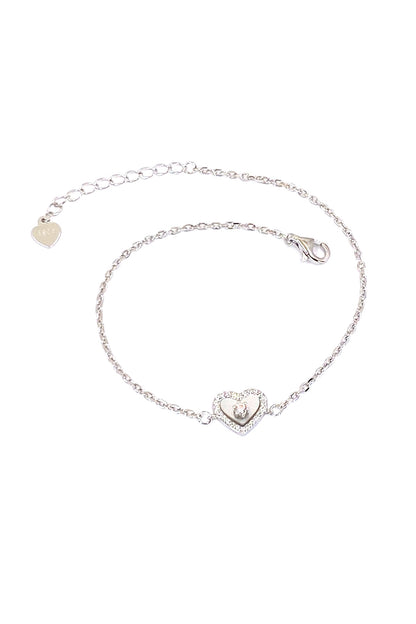 Tektaş Sedef Kalp Detay İnce Gümüş Bileklik