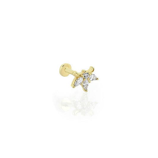 Üç Markiz Lotus 14 Ayar Altın Piercing