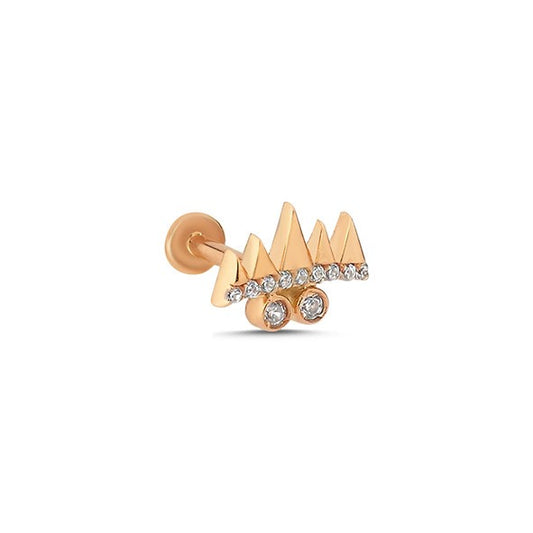 Beş Vida İki Tohum Yay 14 Ayar Altın Piercing