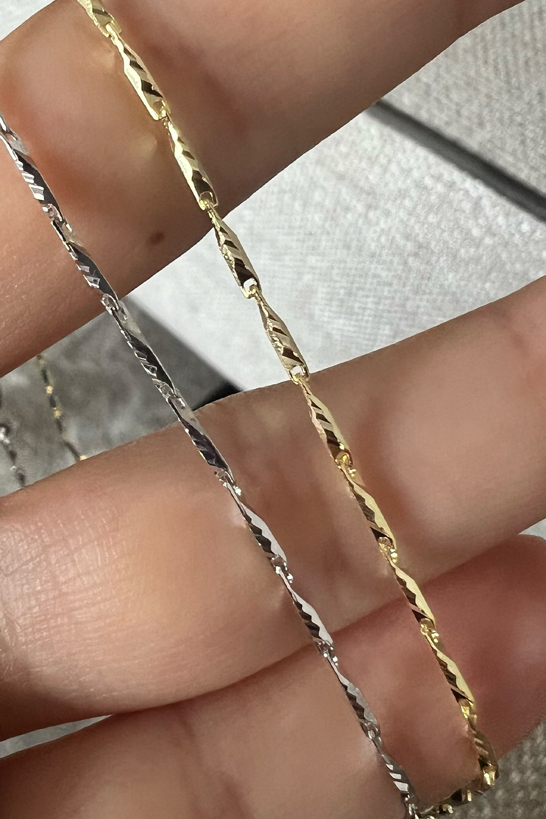 Çizgili Çubuk Detay Gümüş Zincir Kolye 60 Cm