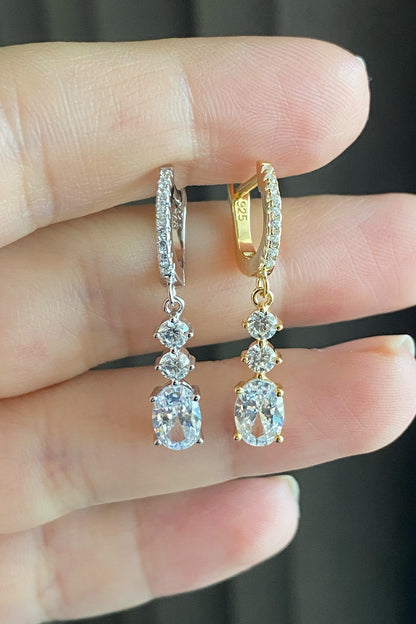 Taşlı Üç Mix Oval Sallantılı Gümüş Küpe