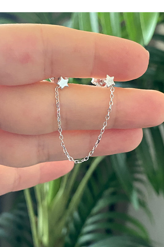 Taşsız Mini Yıldız İkili Gümüş Çivili Küpe