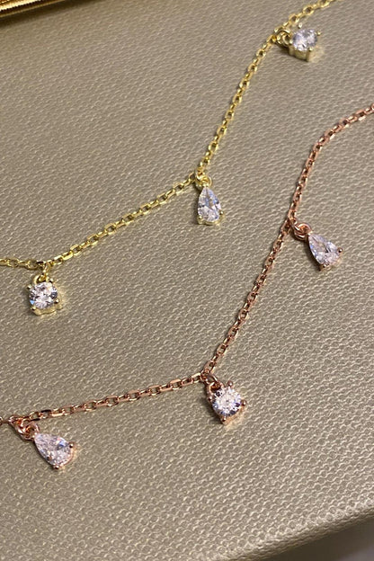 Yuvarlak Ve Damla Beş Taş Sallantılı Gümüş Halhal