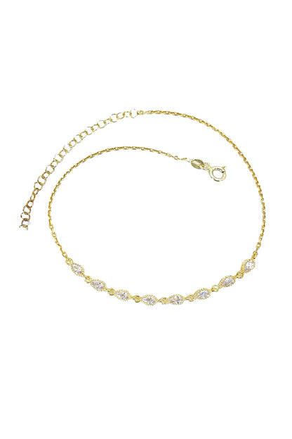 Tırtıklı Sekiz Damla Gümüş Halhal