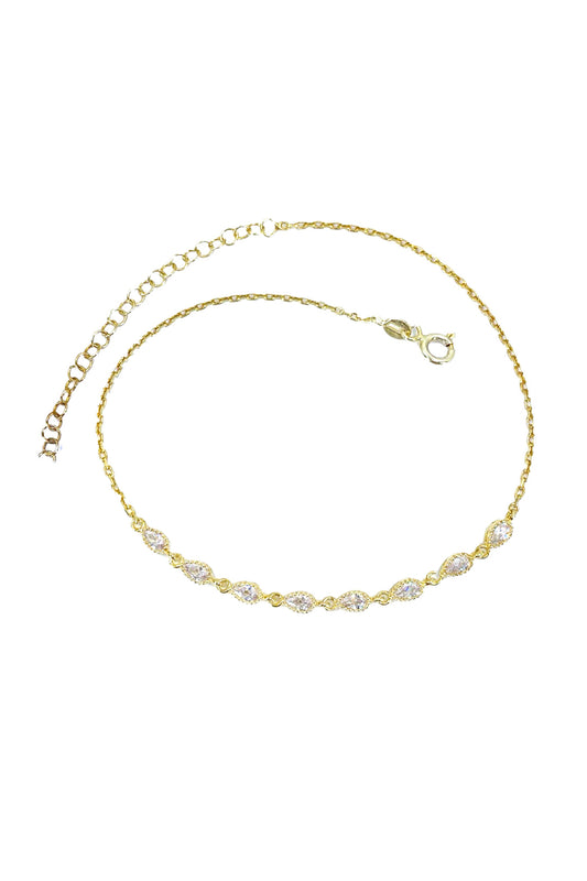 Tırtıklı Sekiz Damla Gümüş Halhal