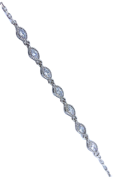 Tırtıklı Yedi Markiz Gümüş Halhal