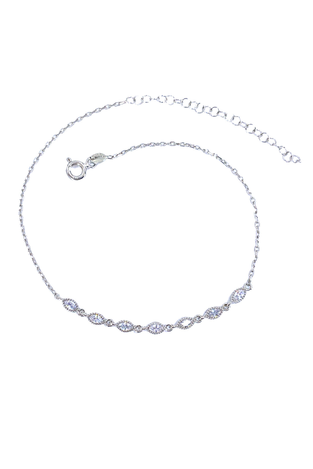 Tırtıklı Yedi Markiz Gümüş Halhal