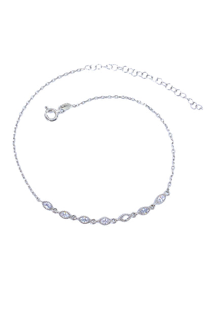 Tırtıklı Yedi Markiz Gümüş Halhal